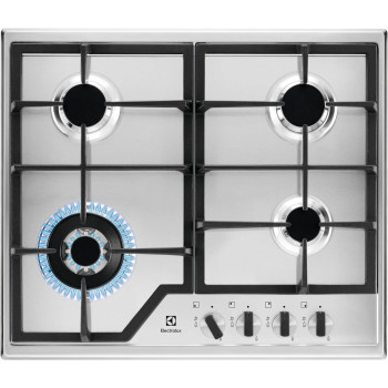 Electrolux 60 Cm Built-In Gas Hob With 4 Cooking Zones, Speed Burner For Quick And Efficient Cooking, High Power Burner Is Ideal For Stir-Frying, Flame Failure Device For Safety, Stainless Steel, Silver, KGS6436X, 1 Year Warranty