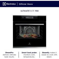 Electrolux 60 Cm Premium Built-In Oven With Fan And Steam Cooking Function, 70L XL Oven Capacity With Steam Cleaning, Touch Control With 25 Auto Programs, 5 Shelf Positions, Ultimate Taste 900, Black, KOAAS31X, 1 Year Warranty