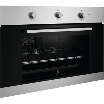 Electrolux Built-In Gas Oven, 90 Cm, With Turnspit And Cooling Fan, Anti Fingerprint Stainless Steel, Black/Silver, EOG9102CAX, 1 Year Warranty