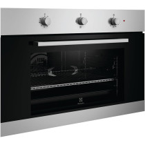 Electrolux Built-In Gas Oven, 90 Cm, With Turnspit And Cooling Fan, Anti Fingerprint Stainless Steel, Black/Silver, EOG9102CAX, 1 Year Warranty