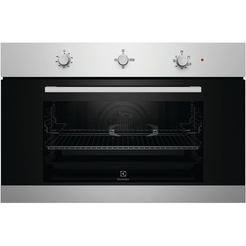 Electrolux Built-In Gas Oven, 90 Cm, With Turnspit And Cooling Fan, Anti Fingerprint Stainless Steel, Black/Silver, EOG9102CAX, 1 Year Warranty