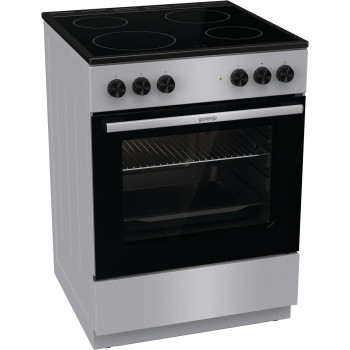 Gorenje 60 Cm Electric Cooking Range With Glass Ceramic Hob, 65 Litres Oven Capacity, Silver, GEC6A11SG, 1 Year Warranty