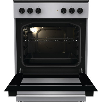 Gorenje 60 Cm Electric Cooking Range With Glass Ceramic Hob, 65 Litres Oven Capacity, Silver, GEC6A11SG, 1 Year Warranty