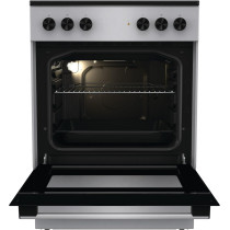 Gorenje 60 Cm Electric Cooking Range With Glass Ceramic Hob, 65 Litres Oven Capacity, Silver, GEC6A11SG, 1 Year Warranty