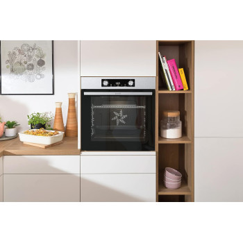 Gorenje 60 Cm Built In Electric Oven With Fan, 77 Liters Capacity, Stainless Steel, Silver/Black, BO6737E02X, 1 Year Warranty