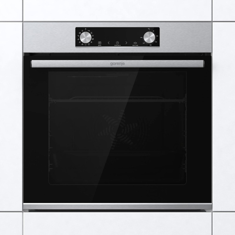 Gorenje 60 Cm Built In Electric Oven With Fan, 77 Liters Capacity, Stainless Steel, Silver/Black, BO6737E02X, 1 Year Warranty