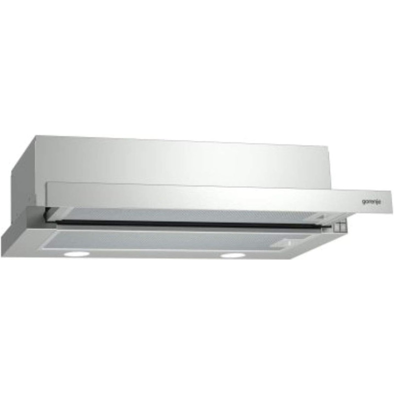 Gorenje 90 Cm Built In Telescopic Cooker Hood, High Extraction Rate, 3 Speed Fan, Anti Grease Filter, Super Quiet, Silver, BHP923E13X, 1 Year Warranty