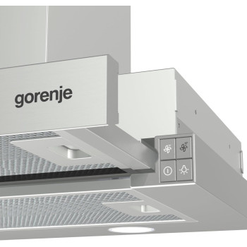 Gorenje 60 Cm Built In Telescopic Cooker Hood, High Extraction Rate, 3 Speed Fan, Anti Grease Filter, Super Quiet, Silver, BHP623E13X, 1 Year Warranty