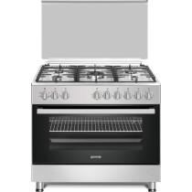 Gorenje 90 Cm Freestanding Gas Cooker With Dual Fan, 105 Liters Multifunction Oven, Cast Iron Pan Support, One Hand Ignition, Stainless Steel, Silver/Black, GI9221S, 1 Year Warranty