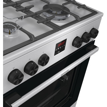 Gorenje 60 Cm Freestanding Gas Cooker, 64 Litres Multifunction Oven, Cast Iron Pan Support, One Hand Ignition, Stainless Steel, Silver/ Black, GGI6C21XA, 1 Year Warranty