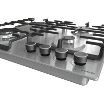 Gorenje 60 Cm Stainless Steel Gas Hob, One Hand Ignition, Cost Iron Pan Support, Silver, GW642ABX, 1 Year Warranty
