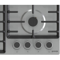 Gorenje 60 Cm Stainless Steel Gas Hob, One Hand Ignition, Cost Iron Pan Support, Silver, GW642ABX, 1 Year Warranty