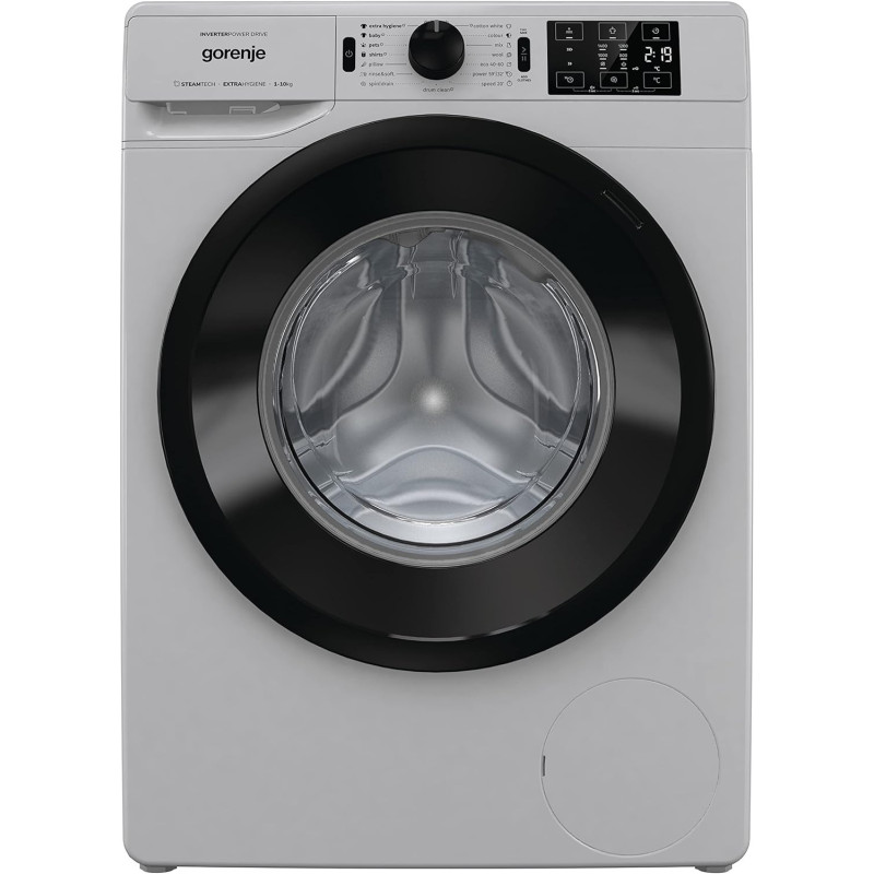 Gorenje 10 Kg Fully Automatic Front Load Washing Machine, 16 Programs, Energy And Water Efficient, Wave Drum, 1400 RPM, Silver,WNEI14AS/A, 1 Year Warranty