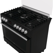 Gorenje 90 Cm Freestanding Gas Cooker, 105 Litres Multifunction Oven With Fan, Cast Iron Pan Support, One Hand Ignition, Catalytic Self Cleaning Oven Sides, Matt Black, GGI9C20B, 1 Year Warranty