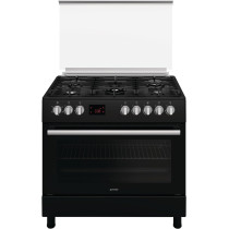 Gorenje 90 Cm Freestanding Gas Cooker, 105 Litres Multifunction Oven With Fan, Cast Iron Pan Support, One Hand Ignition, Catalytic Self Cleaning Oven Sides, Matt Black, GGI9C20B, 1 Year Warranty