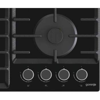 Gorenje 60 Cm Stainless Steel Gas On Glass Hob, One Hand Ignition, Cost Iron Pan Support, Black, GT642AB, 1 Year Warranty