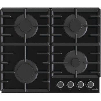 Gorenje 60 Cm Stainless Steel Gas On Glass Hob, One Hand Ignition, Cost Iron Pan Support, Black, GT642AB, 1 Year Warranty