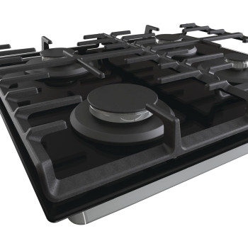 Gorenje 60 Cm Stainless Steel Gas On Glass Hob, One Hand Ignition, Cost Iron Pan Support, Black, GT642AB, 1 Year Warranty