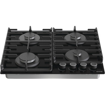 Gorenje 60 Cm Stainless Steel Gas On Glass Hob, One Hand Ignition, Cost Iron Pan Support, Black, GT642AB, 1 Year Warranty