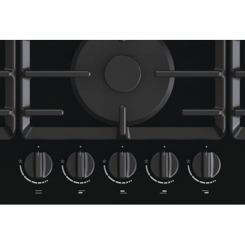 Gorenje 90 Cm Built In Gas In Glass Hob, 5 Gas Burners, Cast Iron Pan Support, One Hand Ignition, Black, GCW951B, 1 Year Warranty
