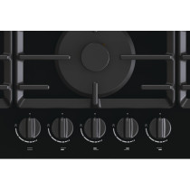 Gorenje 90 Cm Built In Gas In Glass Hob, 5 Gas Burners, Cast Iron Pan Support, One Hand Ignition, Black, GCW951B, 1 Year Warranty