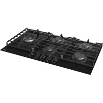 Gorenje 90 Cm Built In Gas In Glass Hob, 5 Gas Burners, Cast Iron Pan Support, One Hand Ignition, Black, GCW951B, 1 Year Warranty