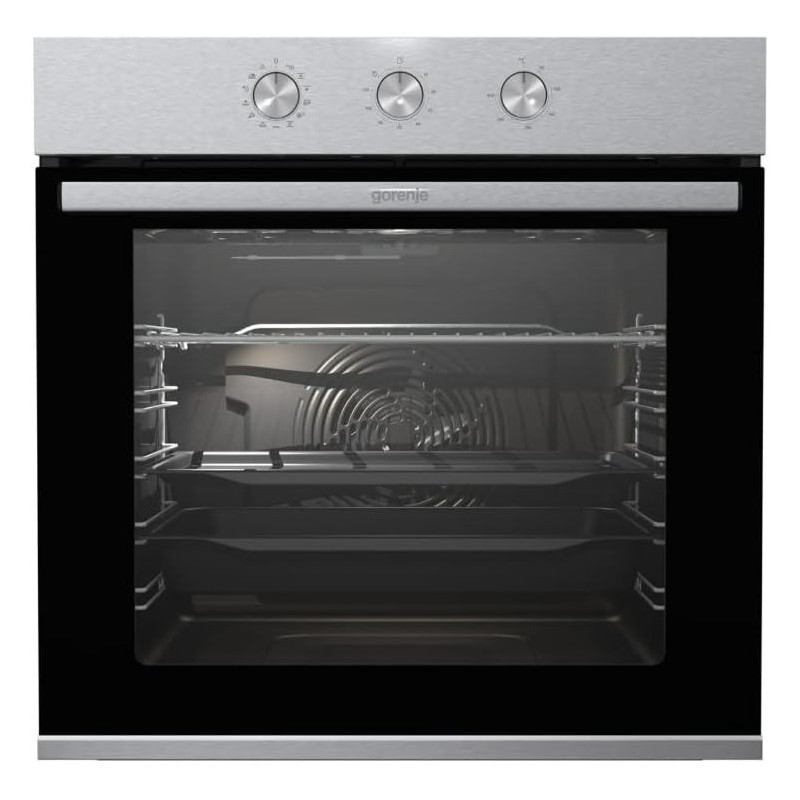 Gorenje 60 Cm Built In Electric Oven With Fan, 77 Liters Capacity, Stainless Steel, Silver/Black, BO6727E03X, 1 Year Warranty