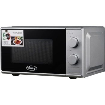 Terim 20 Litres Microwave With Mechanical Control, 6 Power Levels, Push Button Door, Defrost Option, Silver, 1 Year Warranty