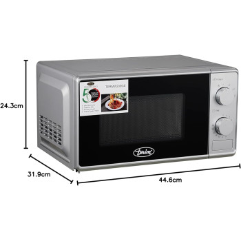 Terim 20 Litres Microwave With Mechanical Control, 6 Power Levels, Push Button Door, Defrost Option, Silver, 1 Year Warranty