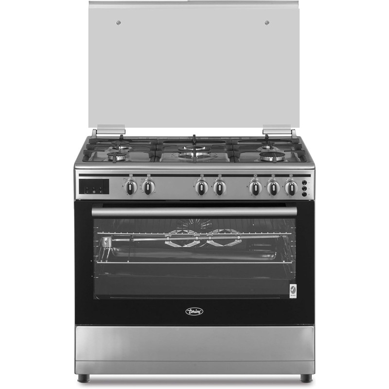 Terim 90 x 60 Cm Full Gas Cooking Range, 106 Liters Oven Capacity With Self Cleaning Function, Cast Iron Pan Support And Automatic Ignition, Digital Timer,Stainless Steel, Silver, TERGC96ST, 1 Year Warranty