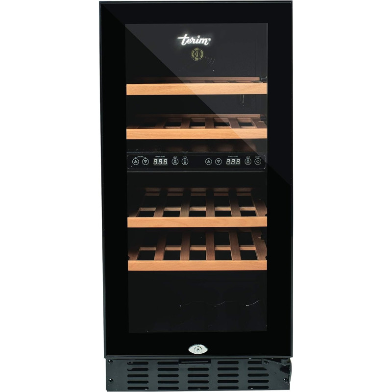 Terim 25 Bottle Beverage Cooler, Single Door Dual Zone, 90L, Black, TERBC30DZ, 1 Year Warranty