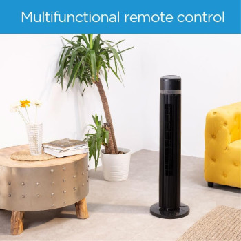 Midea Tower Fan with Multifunction Remote Control, 3 Wind modes-Natural Slumberous & Normal, Three Dimensional Angle Air Flow, 15 Hours Timer Perfectly Suitable for Home or Office, FZ10-18TRB
