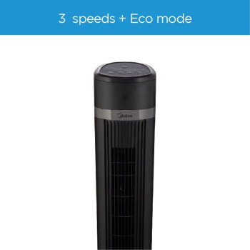 Midea Tower Fan with Multifunction Remote Control, 3 Wind modes-Natural Slumberous & Normal, Three Dimensional Angle Air Flow, 15 Hours Timer Perfectly Suitable for Home or Office, FZ10-18TRB