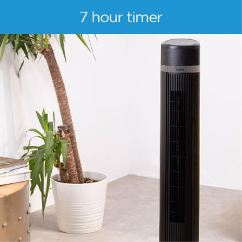 Midea Tower Fan with Multifunction Remote Control, 3 Wind modes-Natural Slumberous & Normal, Three Dimensional Angle Air Flow, 15 Hours Timer Perfectly Suitable for Home or Office, FZ10-18TRB