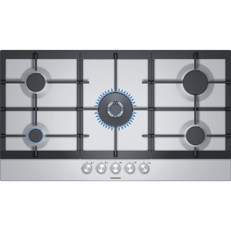 Siemens iQ 500, 90 Cm Built In Gas Hob, 5 Gas Burners, Cast Iron Pan Support, 1 Hand Ignition, Stainless Steel, Ec9B5Qo90M, 1 Year Warranty