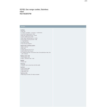 Siemens iQ100 Range Cooker, 112 Liters, Hg73G8357M, Silver, 1 Year Warranty