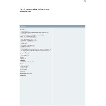 Seimens 90 x 60 Cm, 5 Ceramic Hobs Stainless Steel Cooker Oven With Large Capacity Oven, 112 Liters, HK9K9V850M, 1 Year Warranty