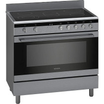 Seimens 90 x 60 Cm, 5 Ceramic Hobs Stainless Steel Cooker Oven With Large Capacity Oven, 112 Liters, HK9K9V850M, 1 Year Warranty