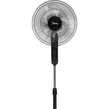 Midea Pedestal Stand Fan With Remote Control, 16 Inch, 3D Oscillation Directions, 3 Speed Levels And Adjustable Height, 5 Leaf Blade With 7.5 Hours Timer, Best For Home And Office, Black, FS4015FR, 1 Year Warranty
