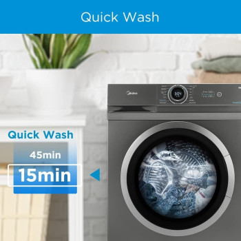 Midea 8Kg Front Load Washing Machine With BLDC Inverter Motor, 1400 RPM, 15 Programs, Fully Automatic Washer With Lunar Dial, Integrated Digital Control LED Display, MF100W80BTGCC, 1 Year Warranty