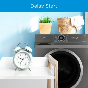 Midea 8Kg Front Load Washing Machine With BLDC Inverter Motor, 1400 RPM, 15 Programs, Fully Automatic Washer With Lunar Dial, Integrated Digital Control LED Display, MF100W80BTGCC, 1 Year Warranty