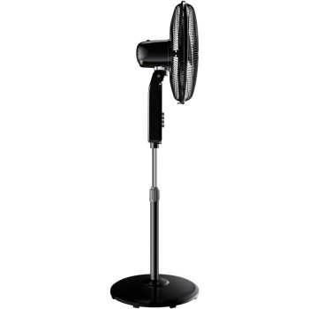 Midea Pedestal Stand Fan With SQD Motor, 16 Inch, 3D Oscillation Directions, 3 Speed Levels And Adjustable Height, 3 Leaf Blade With 7.5 Hours Timer, Best For Home And Office, Black, FS4019K, 1 Year Warranty