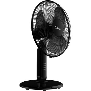 Midea Pedestal Stand Fan With SQD Motor, 16 Inch, 3D Oscillation Directions, 3 Speed Levels And Adjustable Height, 3 Leaf Blade With 7.5 Hours Timer, Best For Home And Office, Black, FS4019K, 1 Year Warranty
