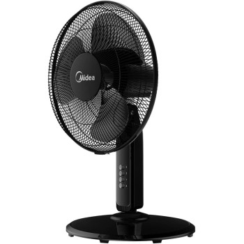 Midea Pedestal Stand Fan With SQD Motor, 16 Inch, 3D Oscillation Directions, 3 Speed Levels And Adjustable Height, 3 Leaf Blade With 7.5 Hours Timer, Best For Home And Office, Black, FS4019K, 1 Year Warranty