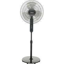 Midea Pedestal Stand Fan With SQD Motor, 16 Inch, 3D Oscillation Directions, 3 Speed Levels And Adjustable Height, 3 Leaf Blade With 7.5 Hours Timer, Best For Home And Office, Black, FS4019K, 1 Year Warranty