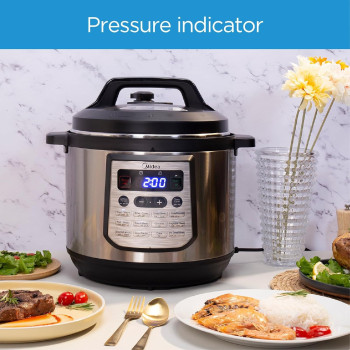 Midea 8L, 20 In 1 Multifunctional Electric Pressure Cooker, 20 Pre Set Menu Smart Cooking Programs With LED Display And Indicator, Aluminum Inner Pot, Auto Keep Warm, MY-CS8001, 1 Year Warranty