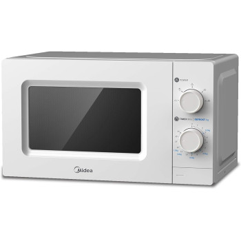 Midea 20 Liters Solo Microwave Oven With 5 Power Levels, 700W, Child Safety Lock, Defrost Function, 35 Minutes Timer, Fast Reheat, Push Button Door Opening, Good For Home And Office, White, MO20MWH, 1 Year Warranty