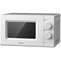 Midea 20 Liters Solo Microwave Oven With 5 Power Levels, 700W, Child Safety Lock, Defrost Function, 35 Minutes Timer, Fast Reheat, Push Button Door Opening, Good For Home And Office, White, MO20MWH, 1 Year Warranty