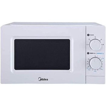 Midea 20 Liters Solo Microwave Oven With 5 Power Levels, 700W, Child Safety Lock, Defrost Function, 35 Minutes Timer, Fast Reheat, Push Button Door Opening, Good For Home And Office, White, MO20MWH, 1 Year Warranty