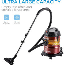 Midea Drum Vacuum Cleaner 2000 Watts, 21 Liters Ultra Large Tank Dust Capacity With Adjustable Tube, Removable And Washable Filter, Rug Floor Nozzle, Blower Function, Best For Home And Office, MDVC21, 1 Year Warranty